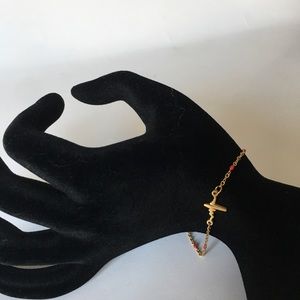 Golden Stainless steel bracelet. Heart beat bracelet